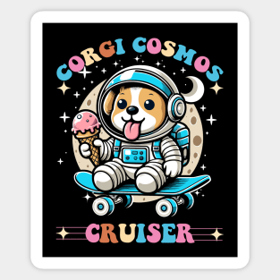 Corgi Skateboarding - Cosmic Corgi Skater Sticker